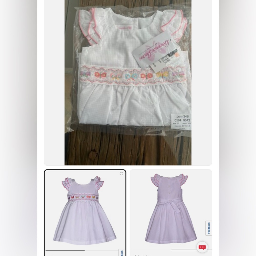 Baby Girls Smocked Flutter Sleeved Woven Check Dress